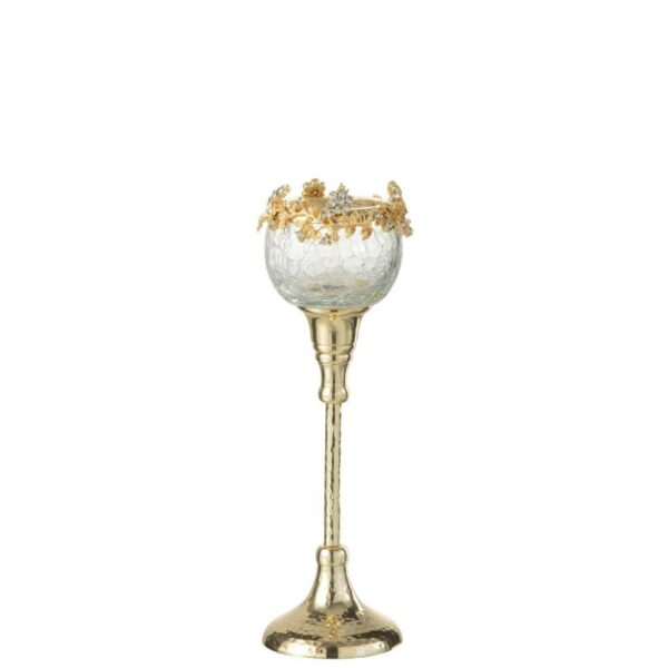 TEALIGHT HOLDER VIANE METAL/GLASS GOLD/TRANSPARENT MEDIUM