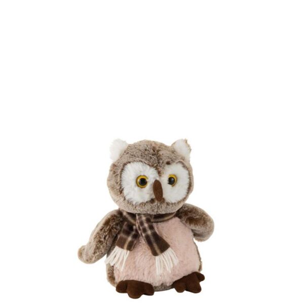 OWL+SCARF PLUSH BROWN/BEIGE MEDIUM