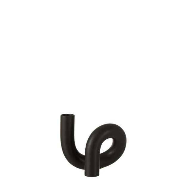 CANDLE HOLDER TORSION 1 CANDLE CERAMIC BLACK