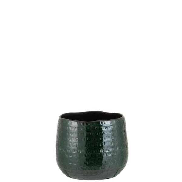 FLOWERPOT PATTERN CERAMIC GREEN MEDIUM