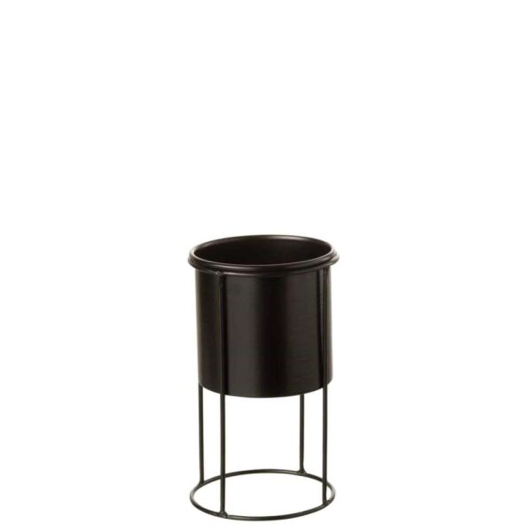 FLOWERPOT ON FOOT METAL BLACK SMALL