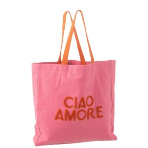 TOTE BAG CIAO AMORE COTTON PINK/ORANGE