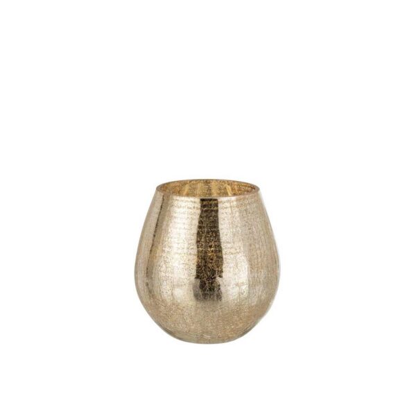 HURRICANE LIGHT EGG SHAPED CRAQUELURE GLASS GOLD SMALL