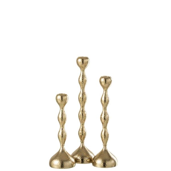SET OF 3 CANDLEHOLDERS BORNE ALUMINIUM GOLD