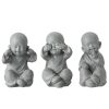 MONK SEE/HEAR/SPEAK NO EVIL POLY GREY LARGE ASSORTMENT OF 3