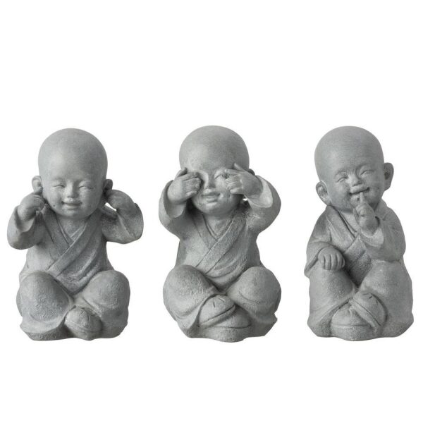 MONK SEE/HEAR/SPEAK NO EVIL POLY GREY LARGE ASSORTMENT OF 3