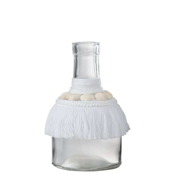 VASE SHELLS GLASS TEXTILE WHITE MEDIUM