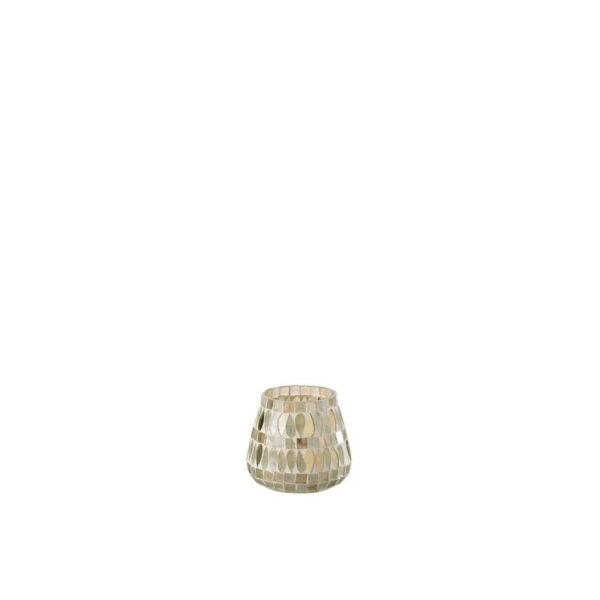 TEALIGHT MOSAIC GLASS BEIGE SMALL