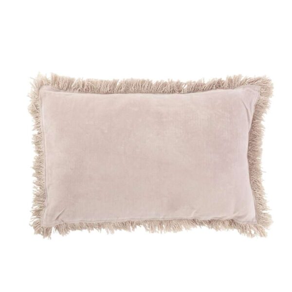 CUSHION FRINGE COTTON VELVET OLD PINK