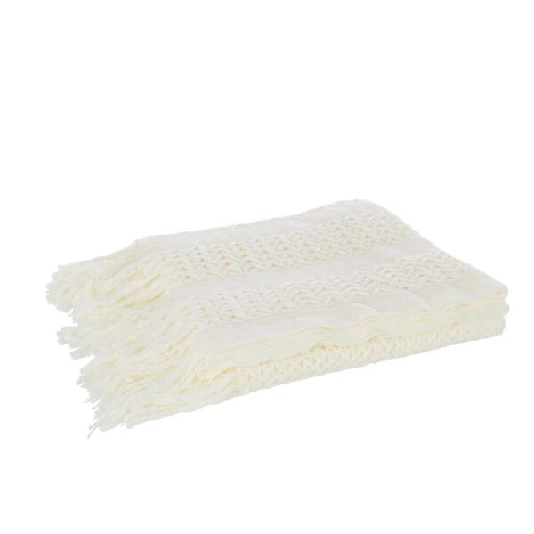PLAID KNITTED ACRYLIC WHITE