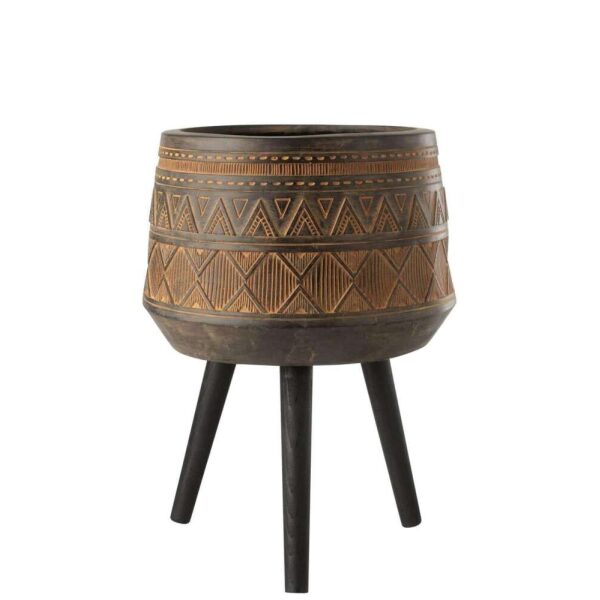 FLOWERPOT 3 LEGS ETHNIC MAGNESIUM BROWN-BEIGE