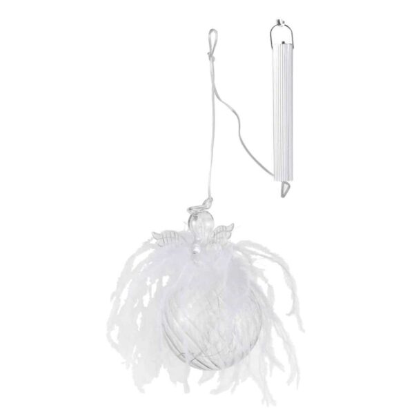 CHRISTMAS BAUBLES ANGEL+LED+FEATHER GLASS CLEAR LARGE