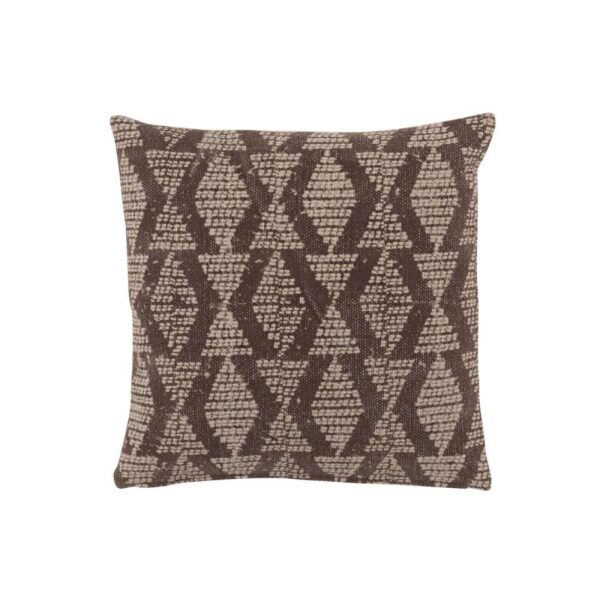 CUSHION DIAMOND-SHAPES COTTON BROWN/WHITE