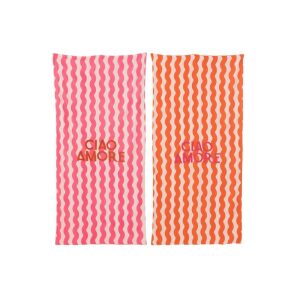 BEACH TOWEL CIAO AMORE TERRY/COTTON PINK/ORANGE ASSORTMENT OF 2