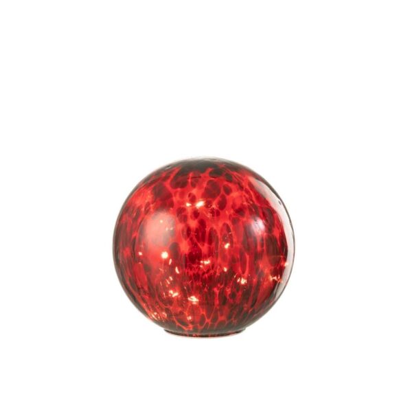 BALL LED SPOTTED GLASS RED/BLACK