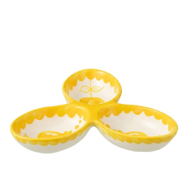 APERO DISH GRANADA CLOVER CERAMIC WHITE YELLOW