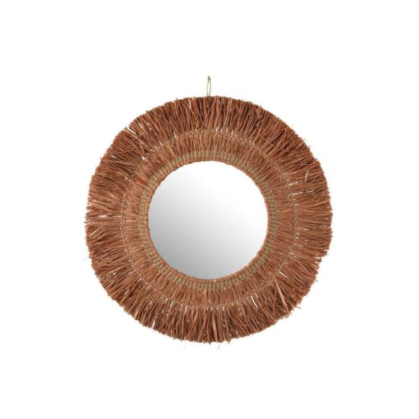 MIRROR HANGING ROUND REED RAFFIA BROWN