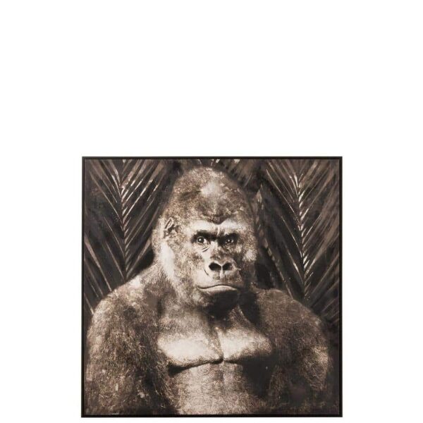 PAINTING GORILLA CANVAS/WOOD DARK BROWN