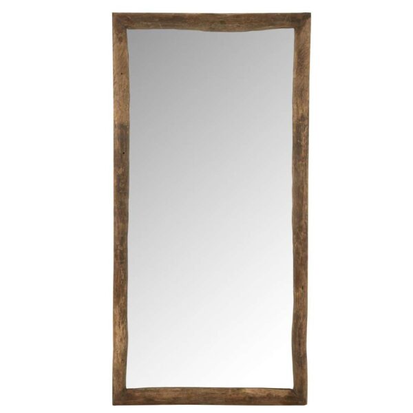 WALL MIRROR RECTANGLE WOOD BROWN LARGE