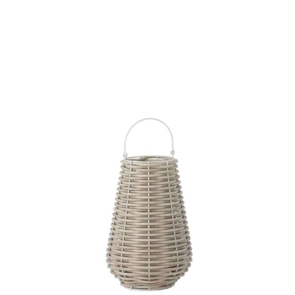 LANTERN WOVEN LED PLASTIC WHITE SMALL