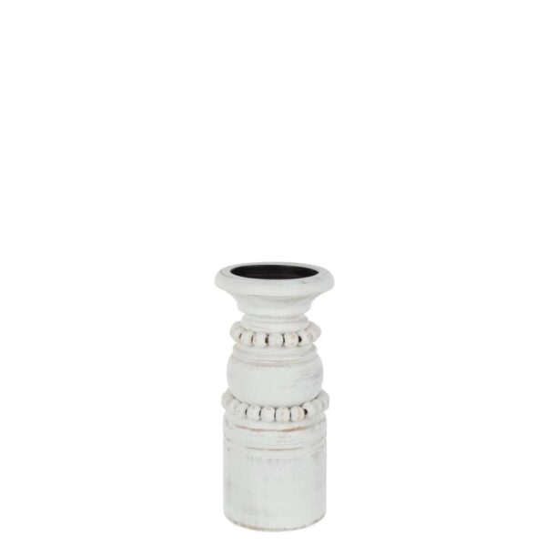 CANDLE HOLDER PILA PINEWOOD/METAL WHITE LARGE