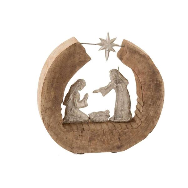FIGURE NATIVITY SET MANGO WOOD/ALUMINIUM NATURAL/SILVER