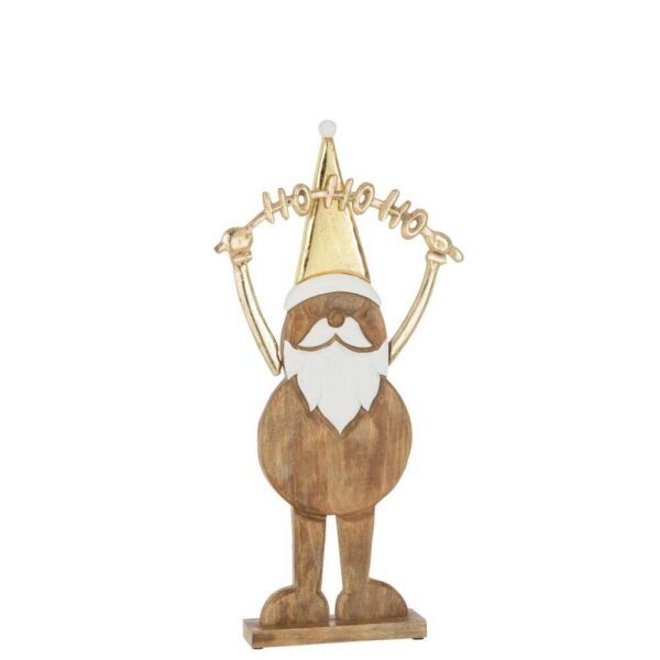 SANTA CLAUS HOHOHO ON BASE WOOD GOLD LARGE
