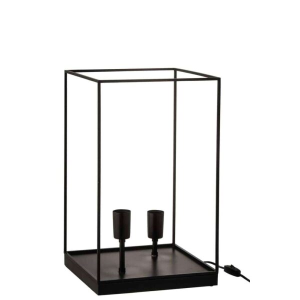 LAMP 2 LAMPS RECTANGULAR FRAME METAL BLACK LARGE