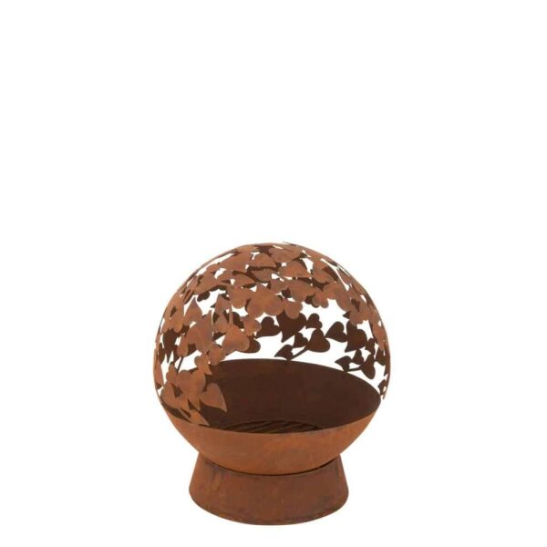 FIRE BASKET ROUND HEARTS IRON RUST