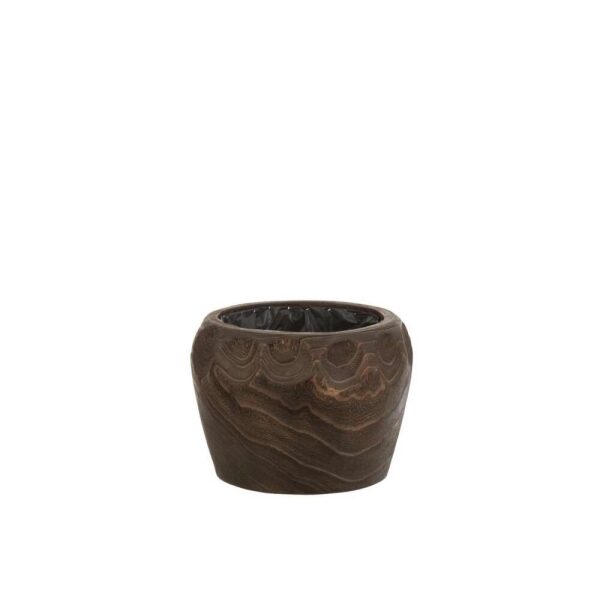 FLOWERPOT THIBOBO PAULOWNIA WOOD+PLASTIC DARK BROWN MEDIUM