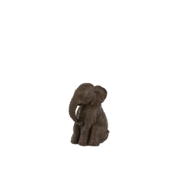 ELEPHANT SITTING POLY DARK BROWN