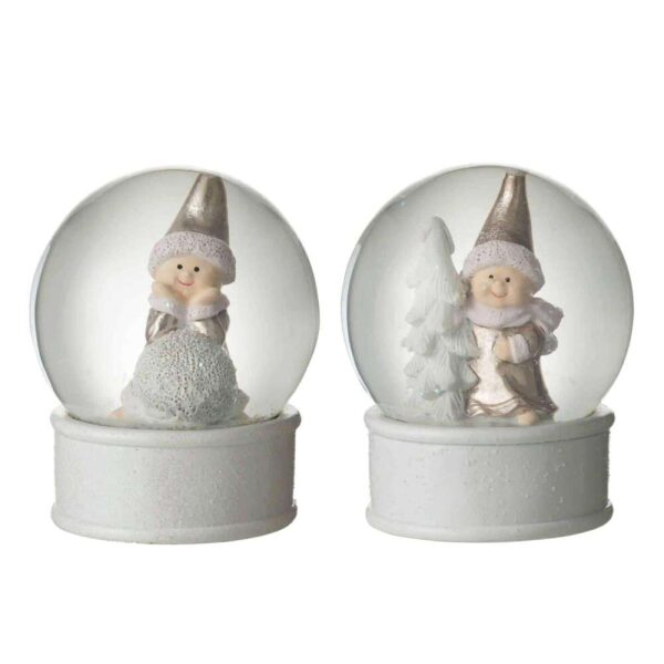 WATER GLOBE CHILD WINTER PORZ WHITE/PINK ASSORTMENT OF 2