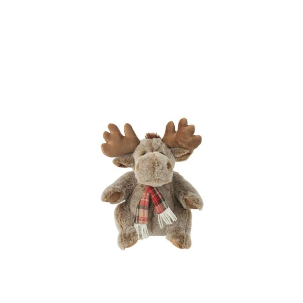 REINDEER+SCARF PLUSH POLYESTER BROWN SMALL