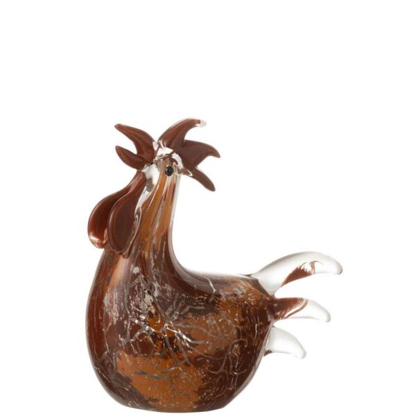 PAPERWEIGHT CHICKEN SPOTS GLASS WHITE/BROWN/OCHRE