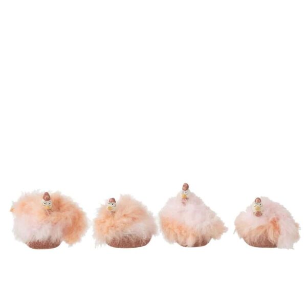 CHICKEN FEATHERS CERAMIC WHITE/PINK S ASSORTMENT OF 4