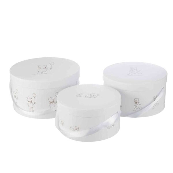 SET OF 3 BOXES BEAR ROUND WHITE
