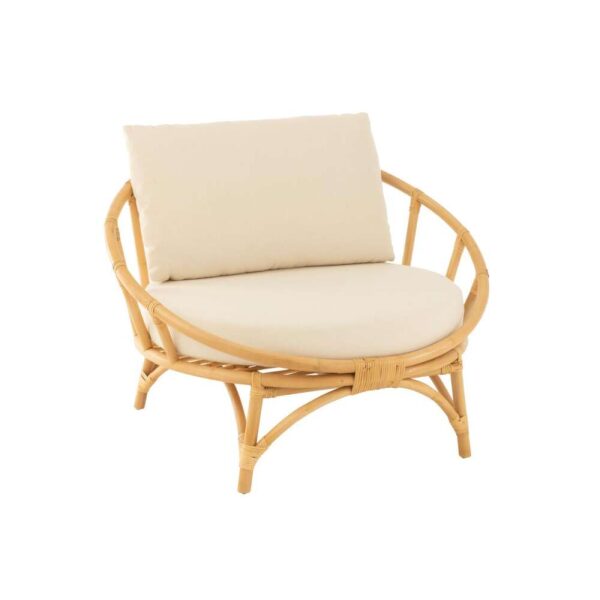 CHAIR+CUSHION RATTAN/TEXTILE NATURAL/WHITE