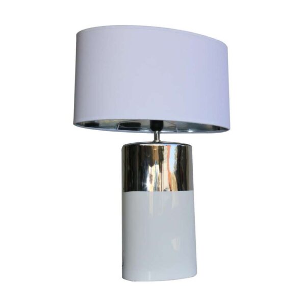 Lampe Base Hvit/Sølv Stor 21X14X46Cm