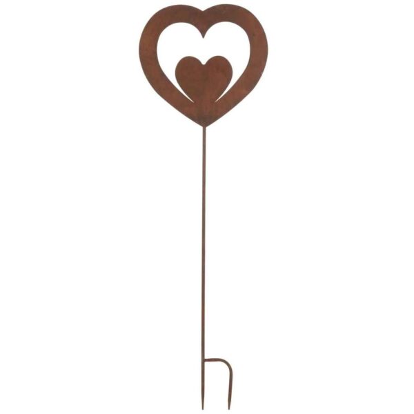 DECORATION GARDEN HEART IN HEART IRON RUST