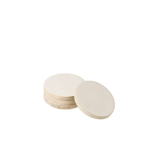 SET OF 4 COASTER MANGO WHITEWASH WHITE