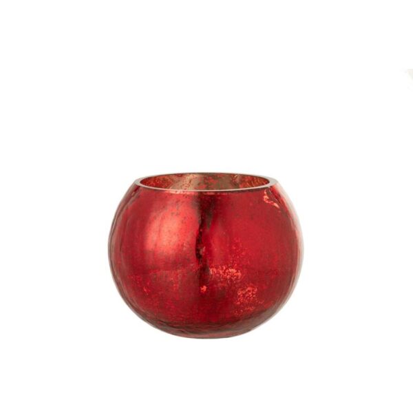 HURRICANE LIGHT BALL CRAQUELURE GLASS PEARL EFFECT RED MEDIUM