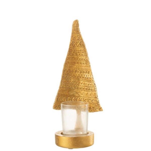 CANDLE HOLDER XMAS TREE POLY GOLD LARGE