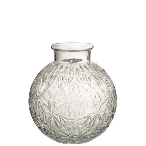 VASE BALL CUT GLASS TRANSPARENT LARGE