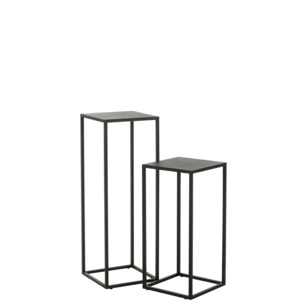 SET OF 2 SIDE TABLES SQUARE METAL BLACK