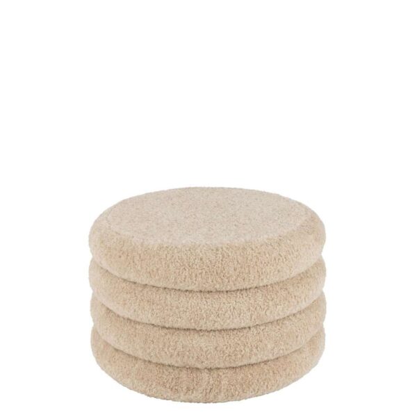 STOOL ROUND TEDDY POLYESTER BEIGE