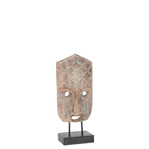 FIGURE MASK PRIMITIVE ON FOOT ALBASIA WOOD BROWN/WHITE SMALL
