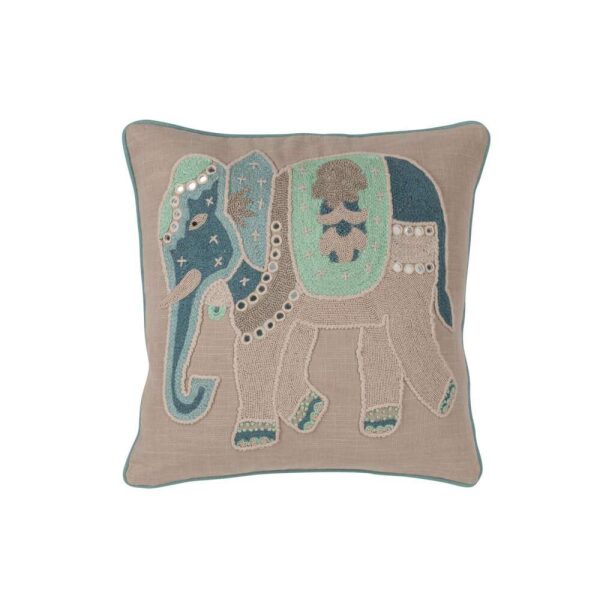 CUSHION ELEPHANT COTTON GREY/BLUE