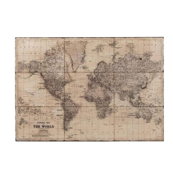 WORLD MAP METAL ANTIQUE GREY