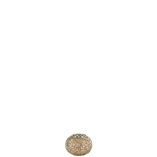 TEALIGHT HOLDER HOLES FLOWER METAL GOLD