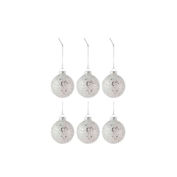 BOX OF 6 CHRISTMAS BAUBLES STARS GLASS SILVER SMALL
